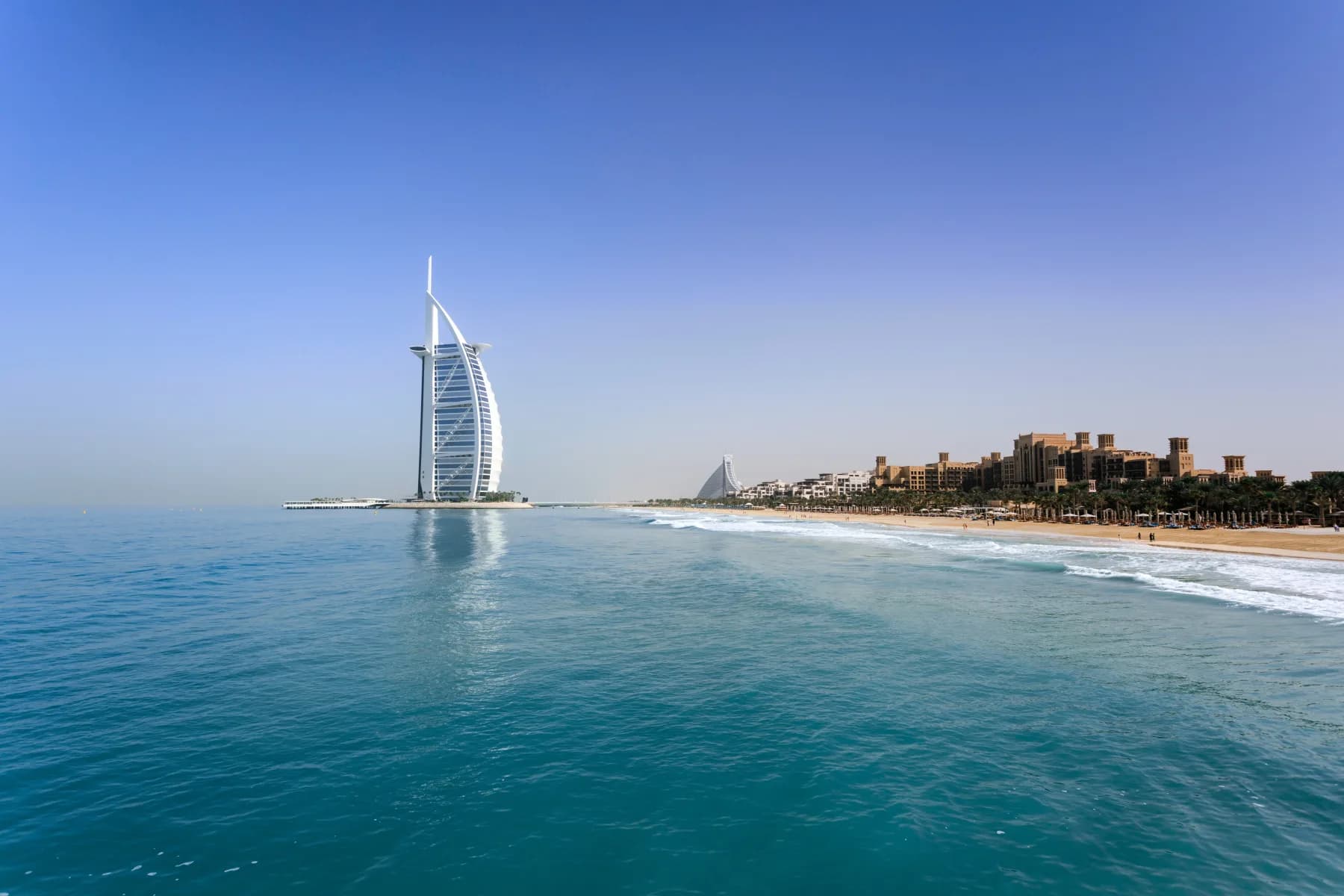 The Burj Al Arab on the Dubai shoreline
